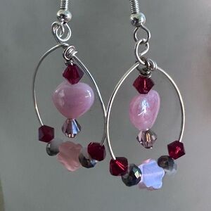 Framed Hearts Beaded Hoop Earrings
